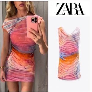 Zara 5039/376 multi color onbre tulle dress